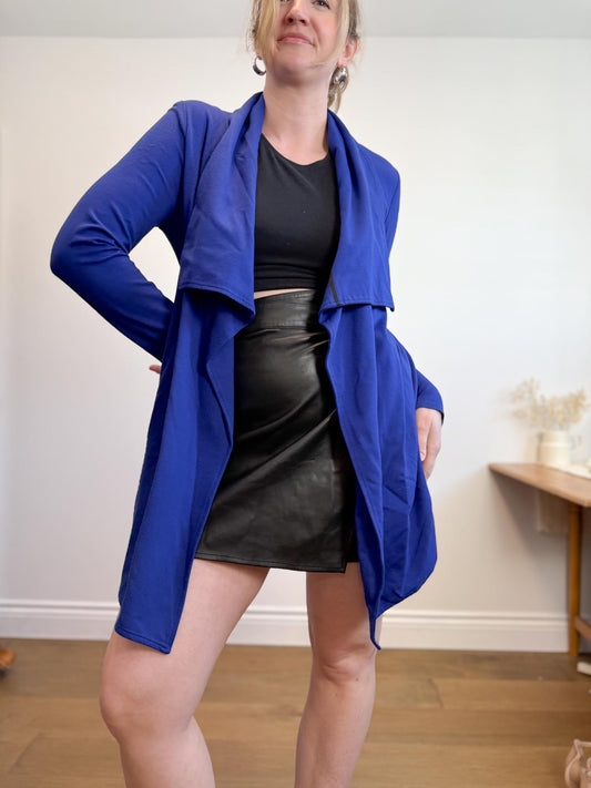 Tracy Moore by Freda's Open Front Cardigan in Violet Blue (Size M)