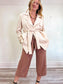 Elie Tahari Belted Silk Wrap Jacket in Marble Arch NWT (Size L)