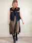 Vintage Denim Vest with Faux Suede Collar (Size 2X)