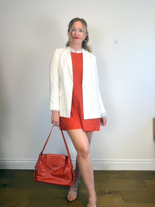 Judith & Charles "Roccoco Linen Blend Blazer in White" NWT (Size 12)
