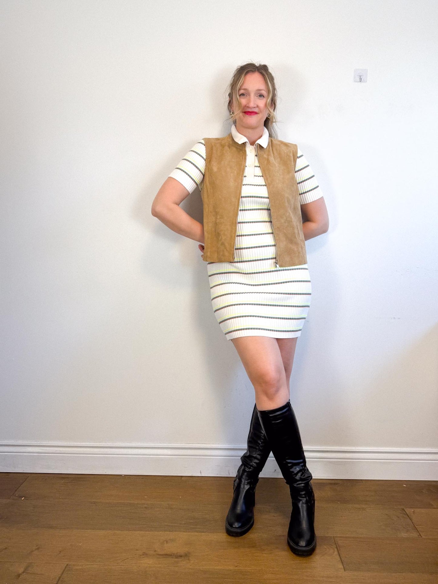 Vintage Leather Vest in Camel (Size M)