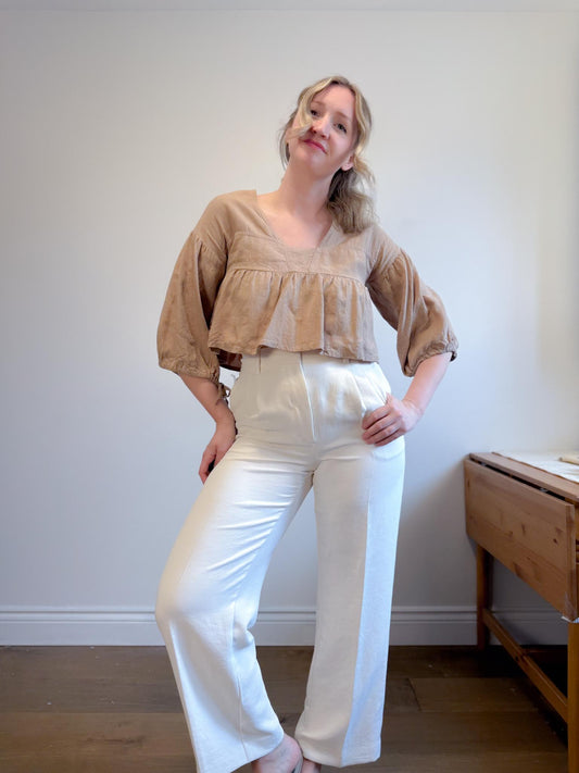 Harly Jae Slow Fashion Cropped Linen Top (Size XS-M)