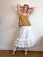 Ralph Lauren White Midi Skirt with Tiered Ruffle (Size M/L)