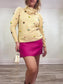 PEPA LOVES "Pepaloves Floral Patch Pom Pom Sweater in Sand" (Size S/M)