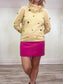 PEPA LOVES "Pepaloves Floral Patch Pom Pom Sweater in Sand" (Size S/M)