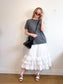 Ralph Lauren White Midi Skirt with Tiered Ruffle (Size M/L)