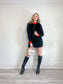 Karen Millen Long Sleeve Mini Dress With Orange Red Cuff/Collar (Size M/L)