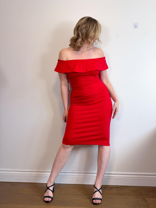Babaton Off the Shoulder Ruslan Dress in Red NWT (Size 10)