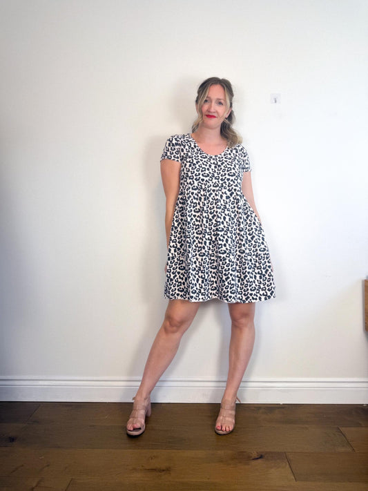 PACT Sustainable "Leopard Print Baby Doll Mini Dress" (Size L)