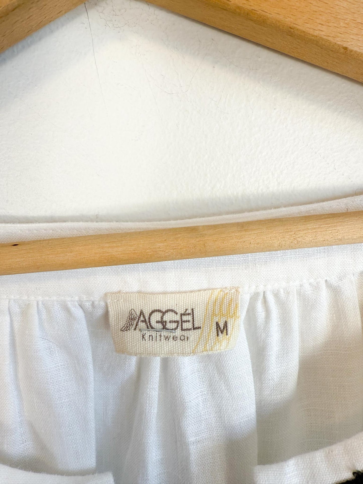 AGGEL Linen Embroidered Front Tie Blouse (Size M/L)