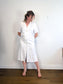 Halston Linen Shirt Dress in White with Distressed Hem (Size L/XL)