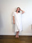 Halston Linen Shirt Dress in White with Distressed Hem (Size L/XL)