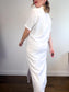 Halston Linen Shirt Dress in White with Distressed Hem (Size L/XL)