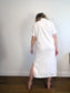 Halston Linen Shirt Dress in White with Distressed Hem (Size L/XL)