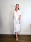 Halston Linen Shirt Dress in White with Distressed Hem (Size L/XL)