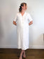 Halston Linen Shirt Dress in White with Distressed Hem (Size L/XL)