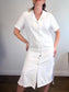Halston Linen Shirt Dress in White with Distressed Hem (Size L/XL)
