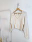 The Group Babaton "Genre Cashmere Cropped Sweater in Cream" (Size XS/S)