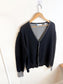 Random Identities Designer Wool & Cashmere Bicolour Cardigan in Black/Grey (Size L)