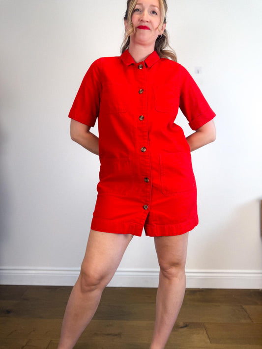 Everlane Chore Mini Dress / Coat in Red (Size M/L)