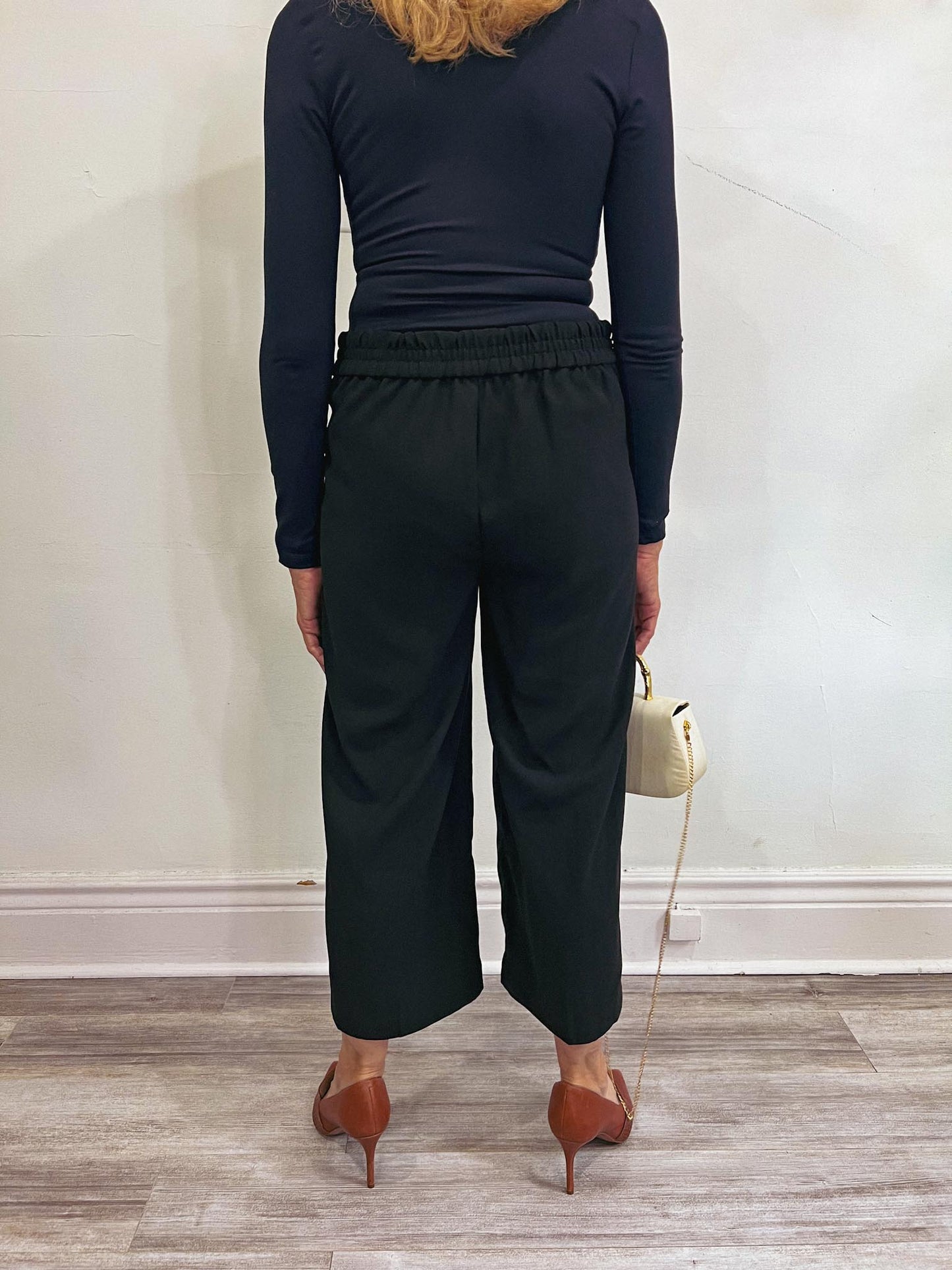 Madewell "Huston Pull-On Crop Pants" in Black (Size S)