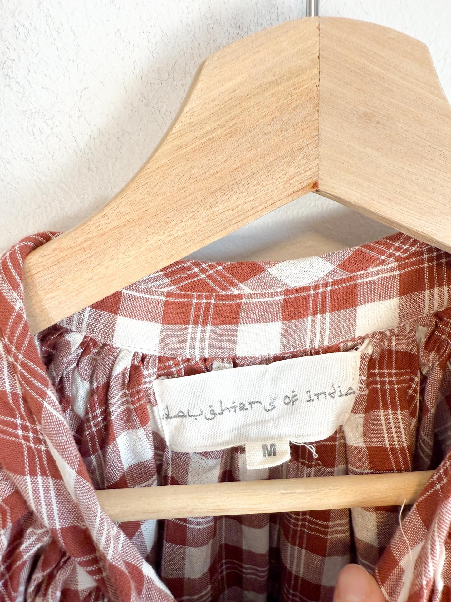 Daughters of India Sustainable "Poet Mini Dress in Red Clay" (Size M/L)