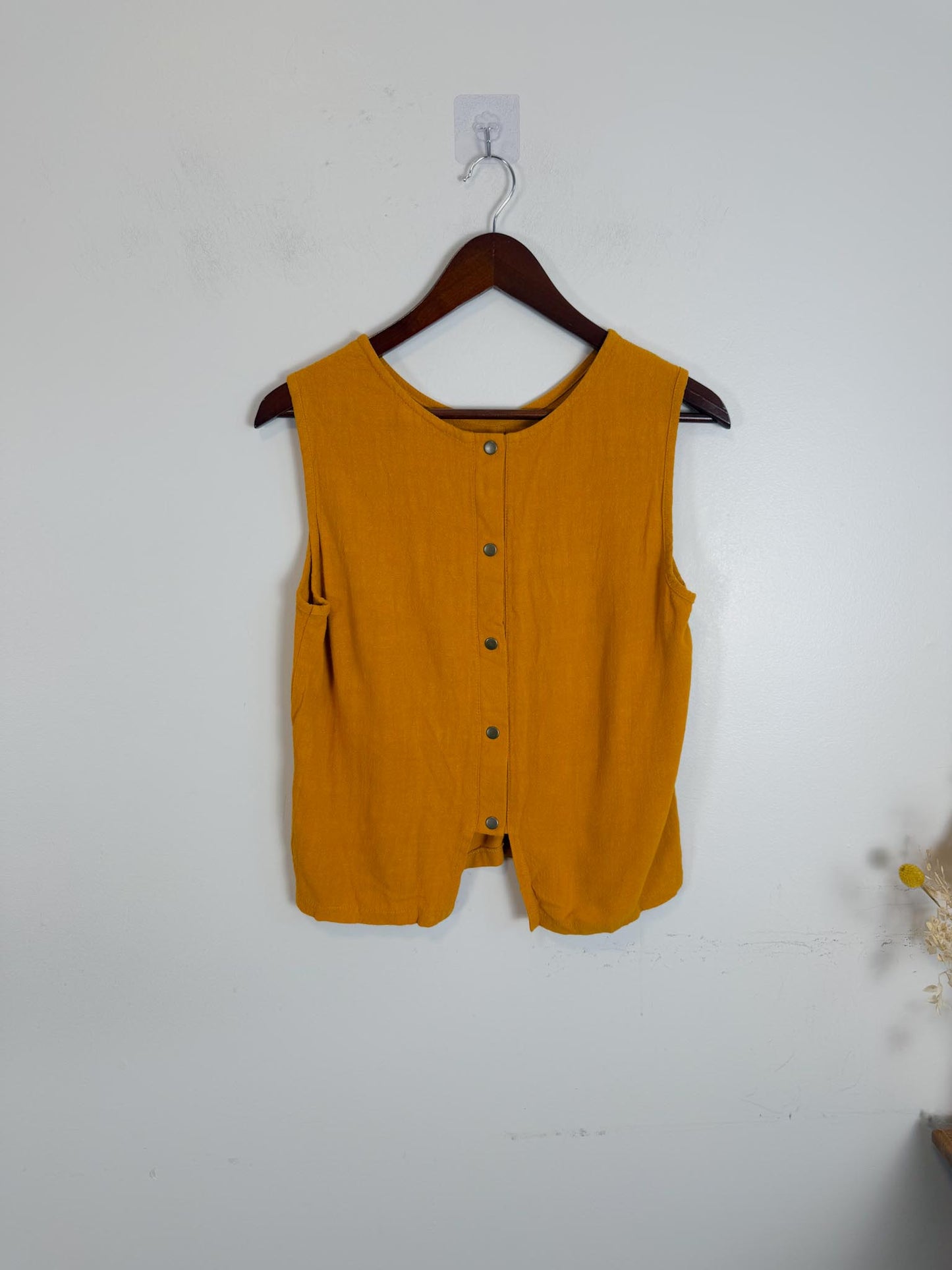 Eve Gravel Sustainable Linen Sleeveless Top in Mustard (Size S/M)