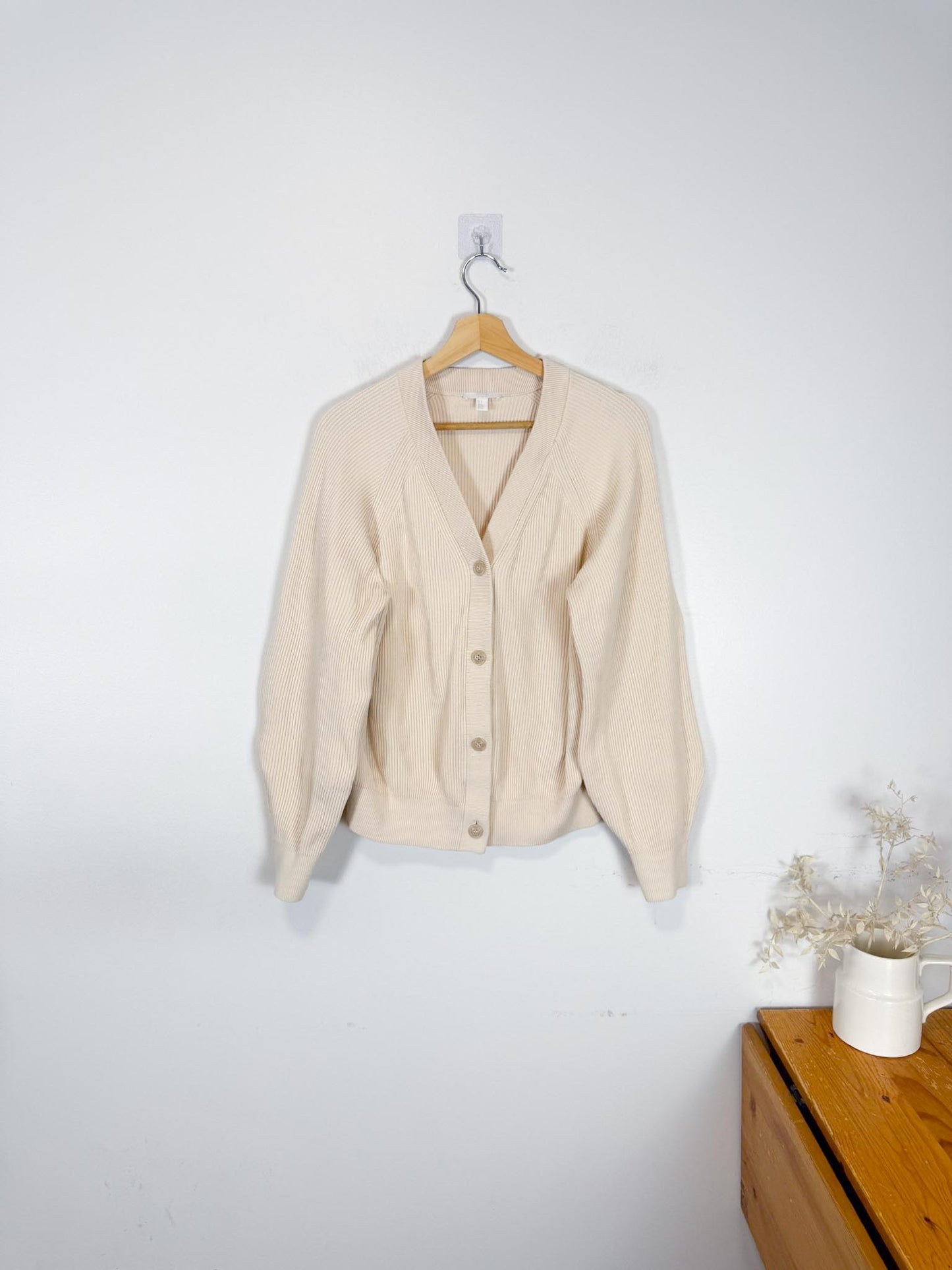 COS Ribbed Cardigan in Cream (Size L)