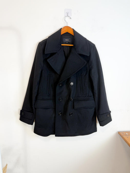 Quince Italian Wool Peacoat in Black (Size M/L)