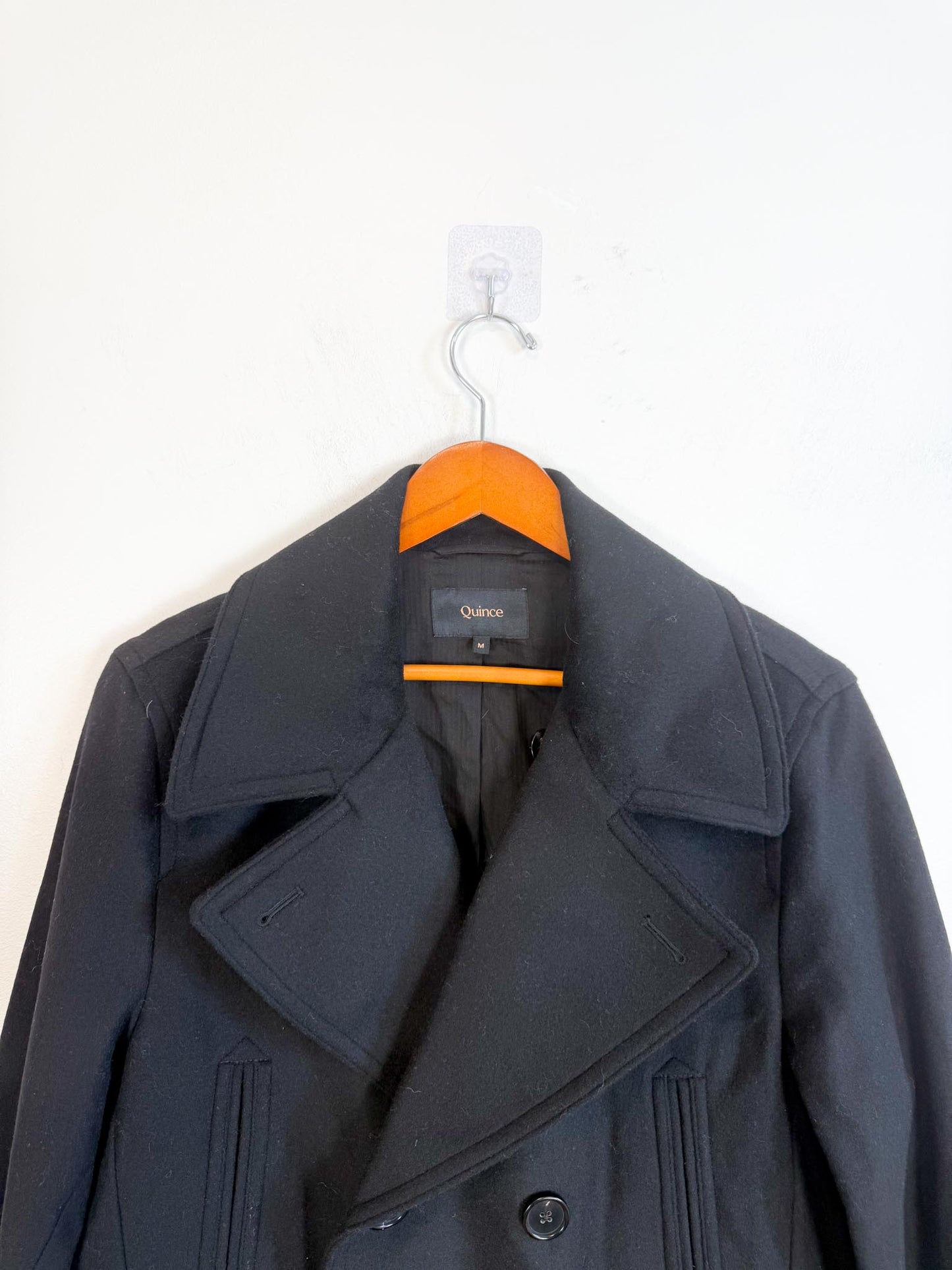 Quince Italian Wool Peacoat in Black (Size M/L)
