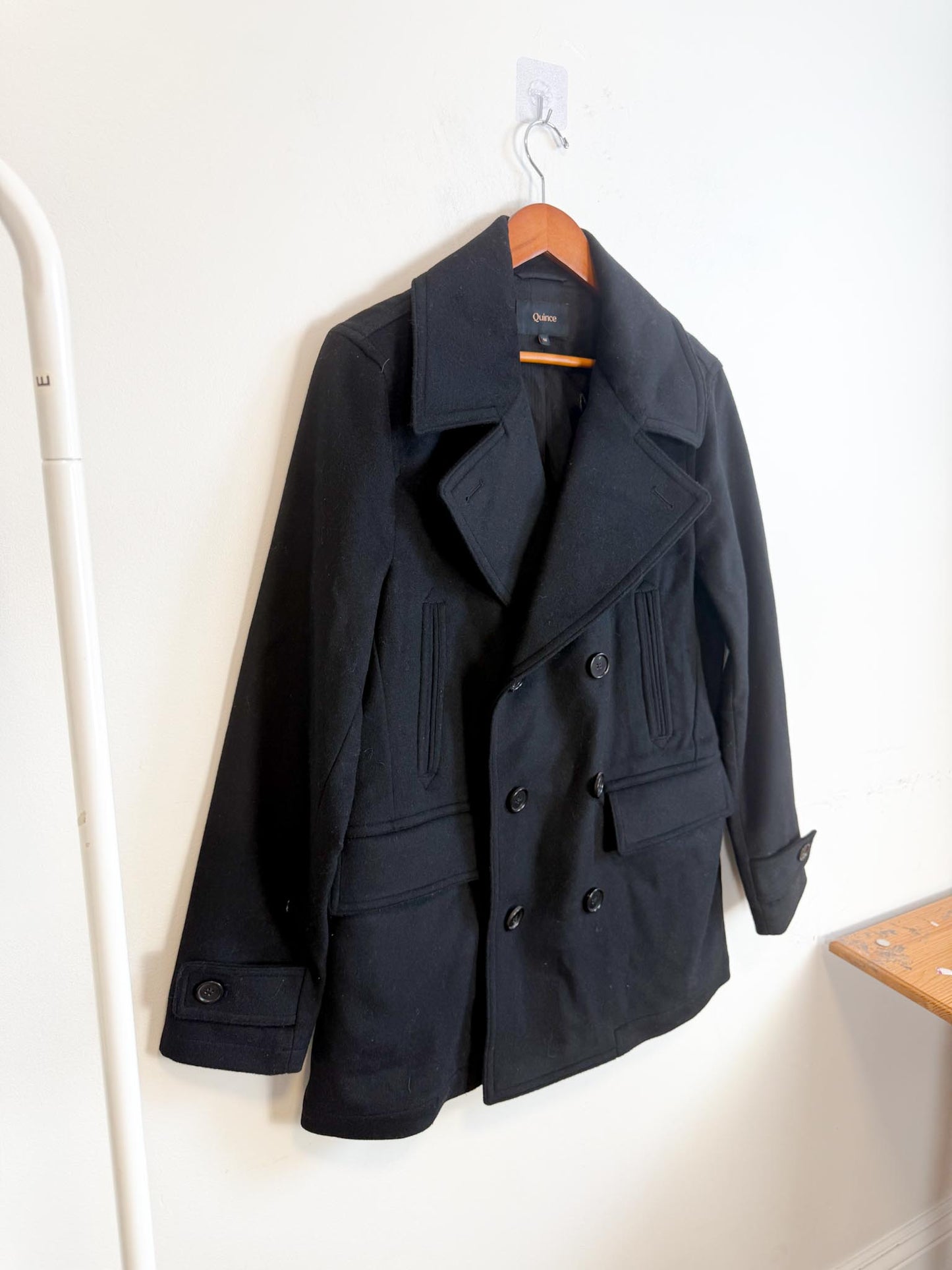 Quince Italian Wool Peacoat in Black (Size M/L)