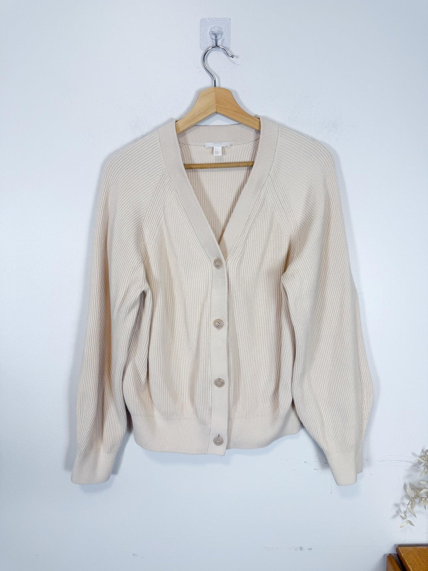 COS Ribbed Cardigan in Cream (Size L)