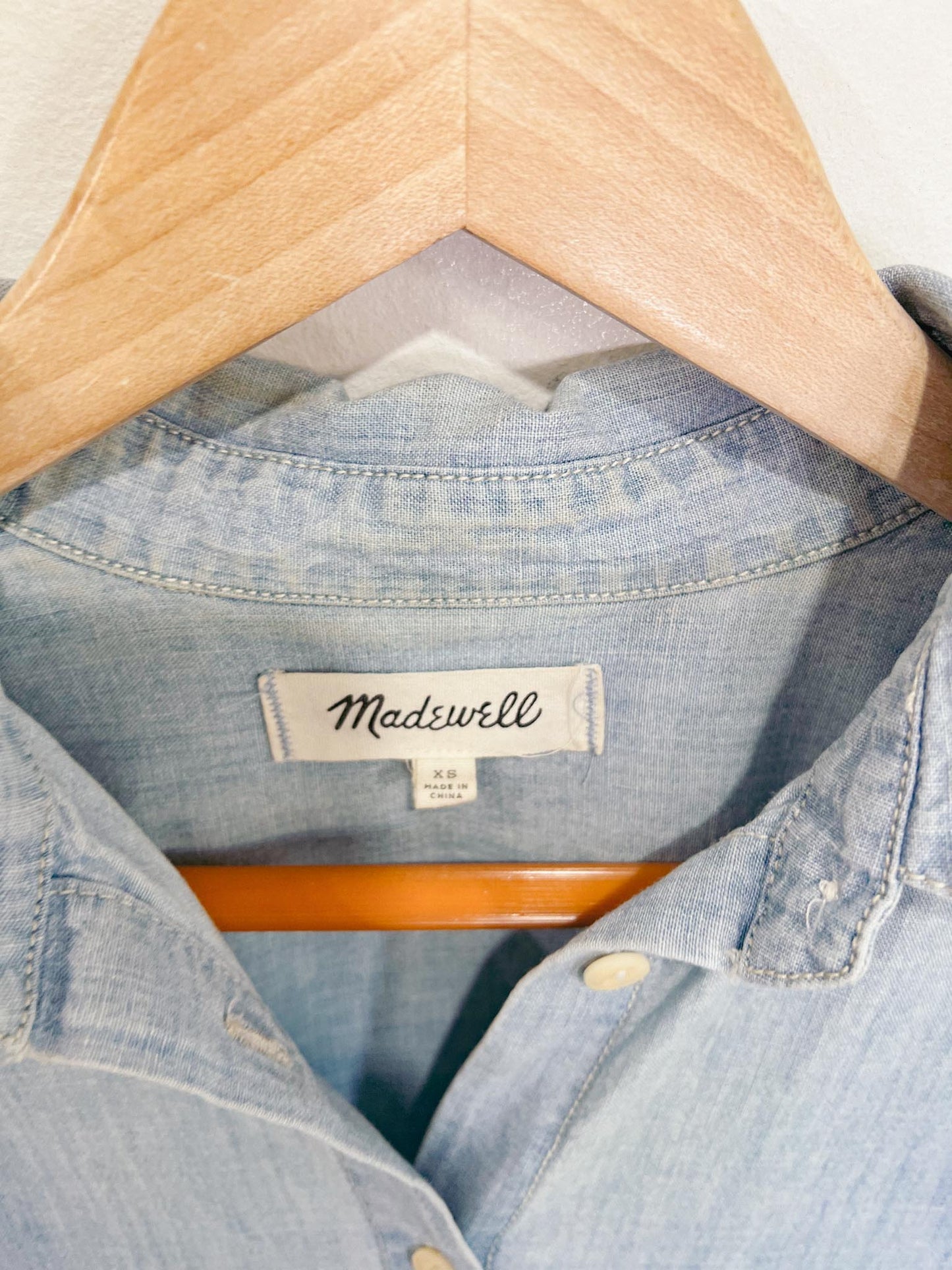 Madewell Chambray Short Sleeve Blouse SOLD AS IS (Size XS/S)