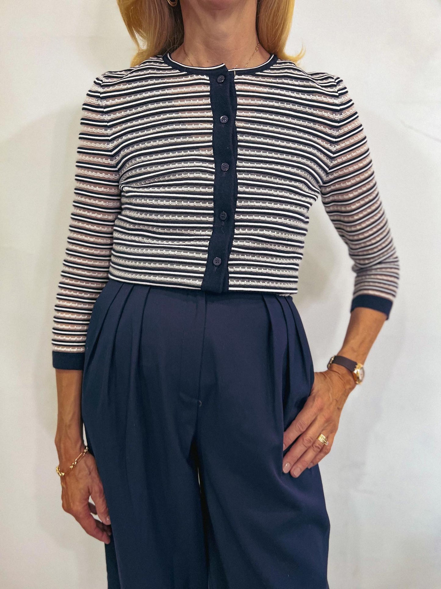 Oak + Fort Wide Leg Trousers in Navy (Size S)