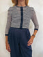 Vintage Oscar de la Renta Embroidered Cropped Cardigan in Navy (Size S)