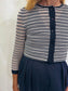 Vintage Oscar de la Renta Embroidered Cropped Cardigan in Navy (Size S)