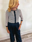 Vintage Oscar de la Renta Embroidered Cropped Cardigan in Navy (Size S)