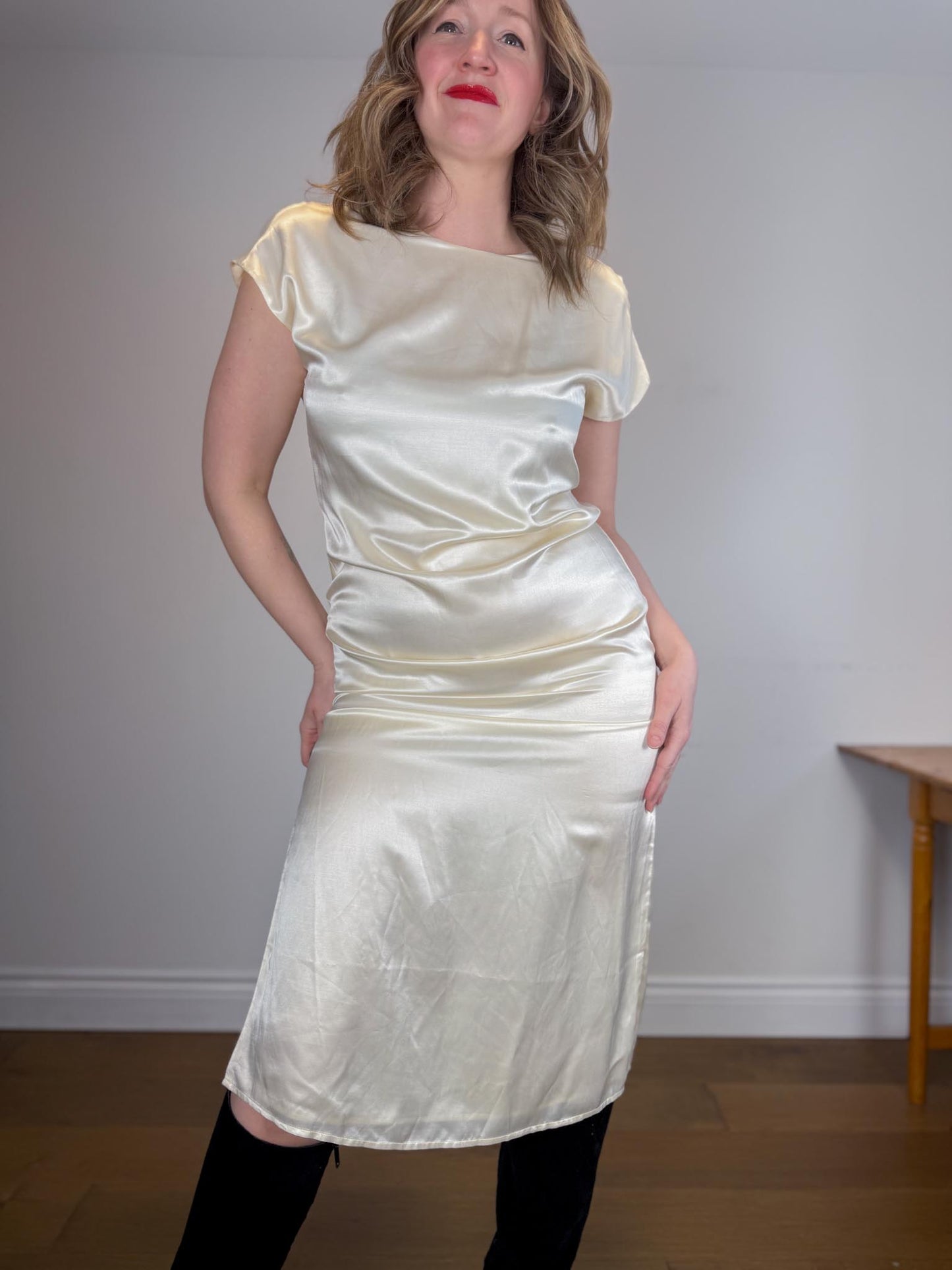 ALLSAINTS "Etta Silk Blend Dress in Off-White" NWT (Size M)