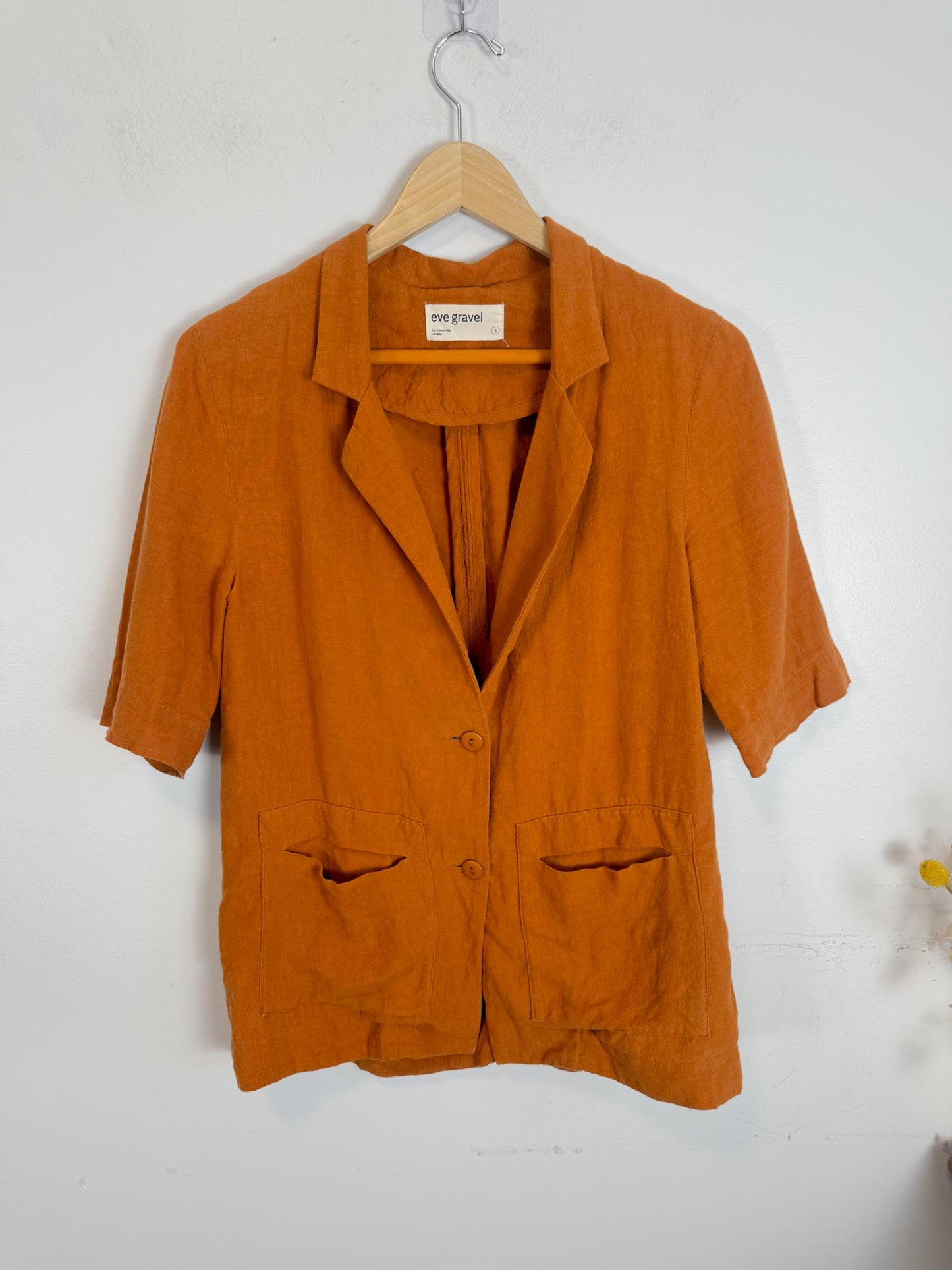 Eve Gravel Sustainable Short Sleeve Linen Blazer in Copper Rust (Size S)