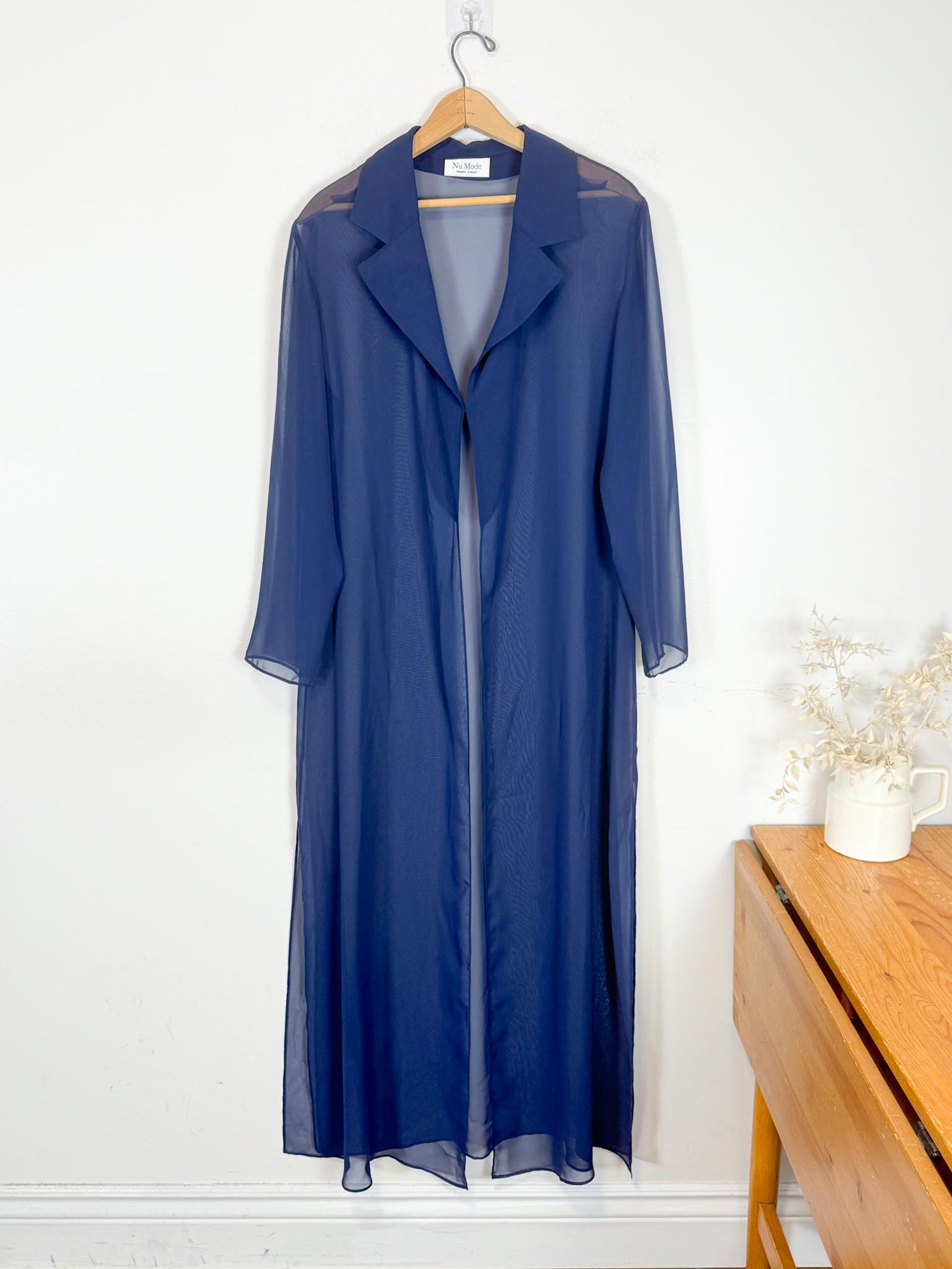 Vintage Long Sheer Blouse in Navy (Size M/L)