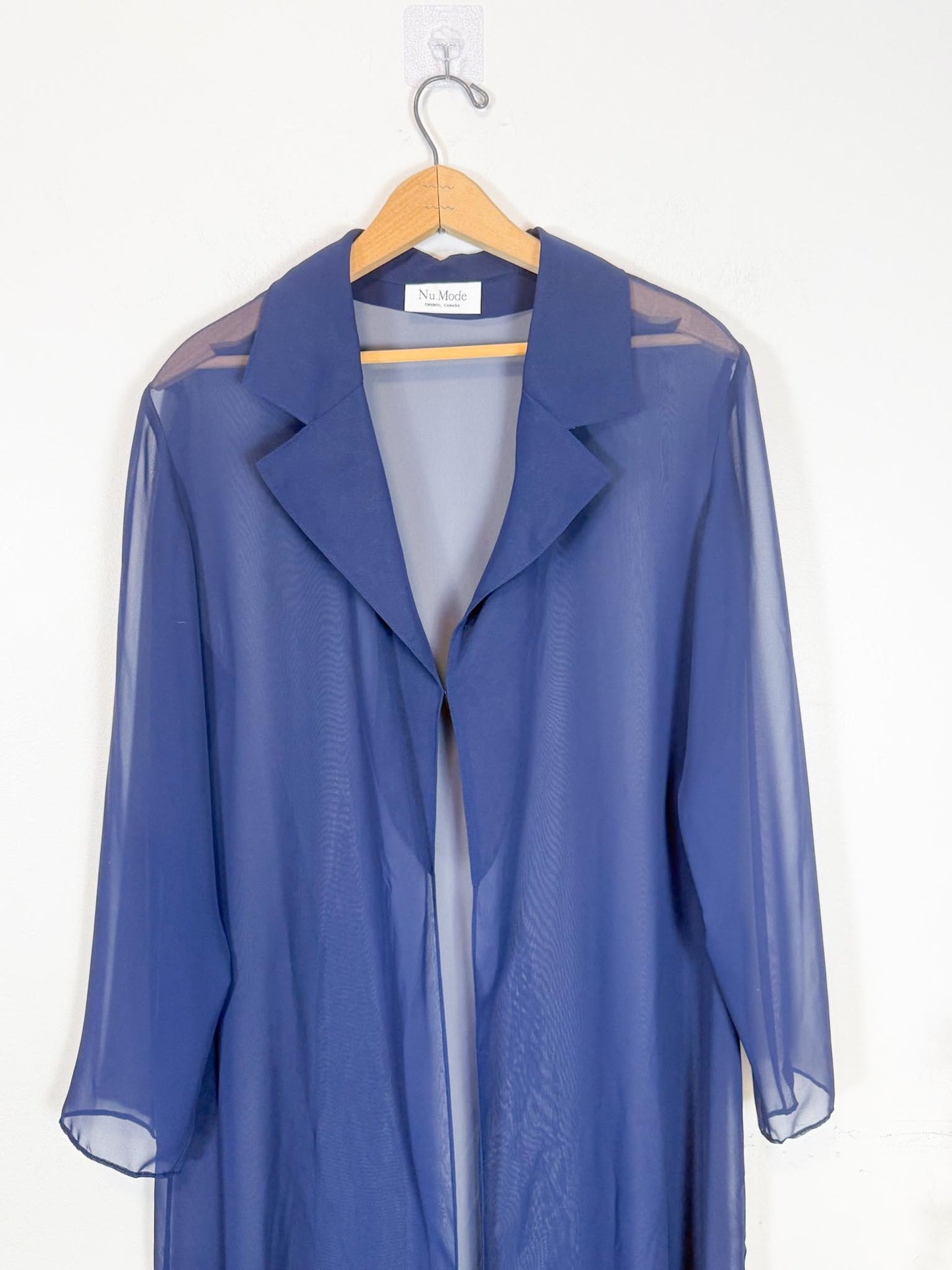 Vintage Long Sheer Blouse in Navy (Size M/L)