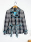 Nine West Aqua Plaid Trench Coat (Size S/M)