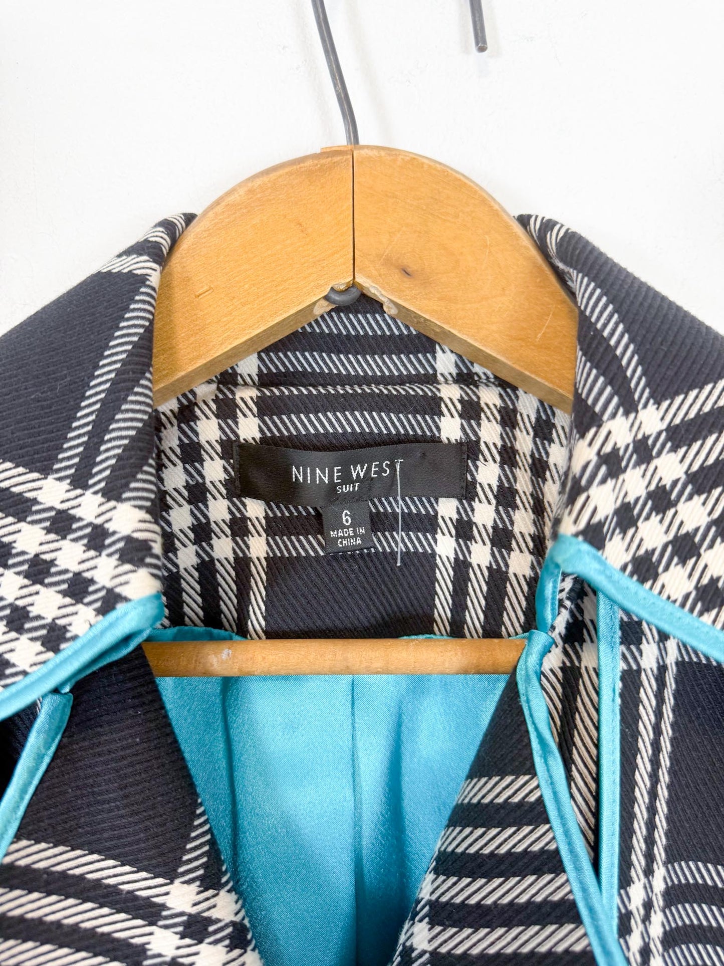 Nine West Aqua Plaid Trench Coat (Size S/M)