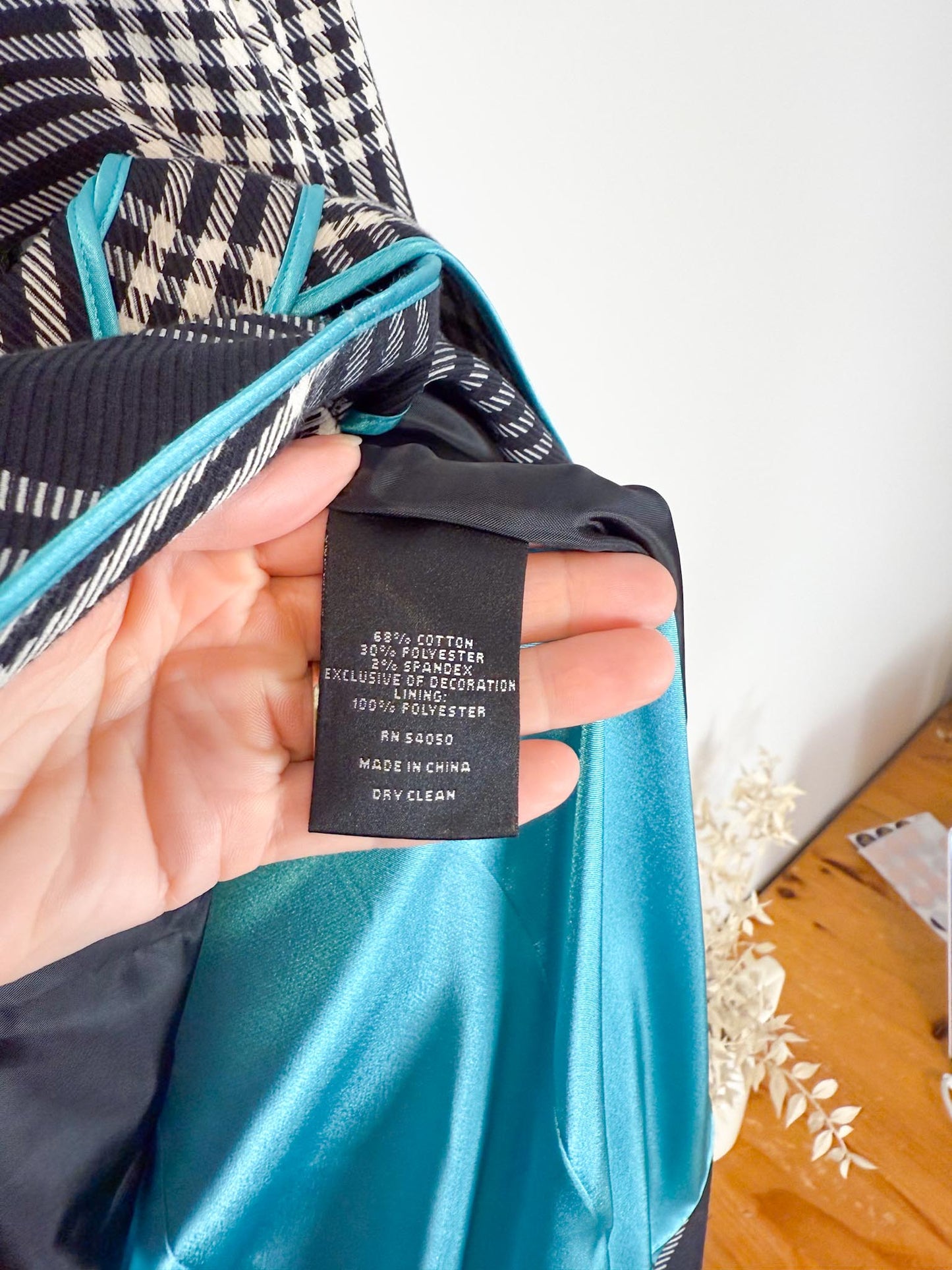 Nine West Aqua Plaid Trench Coat (Size S/M)