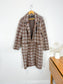 TAHARI Long Plaid Shacket in Brown/White (Size L)