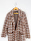 TAHARI Long Plaid Shacket in Brown/White (Size L)