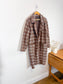 TAHARI Long Plaid Shacket in Brown/White (Size L)