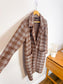TAHARI Long Plaid Shacket in Brown/White (Size L)