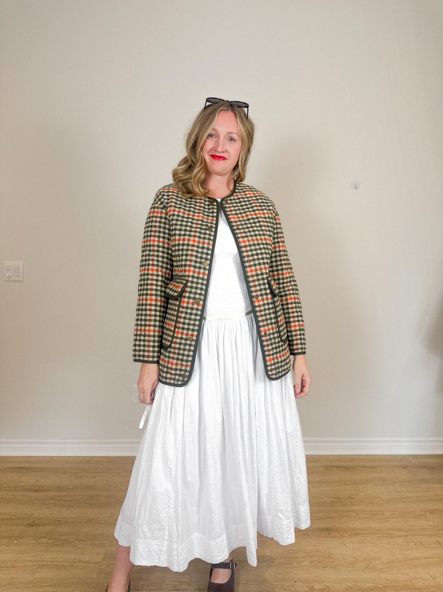 Rachel Zoe Checkered Chore Coat in Green/Red Check NWT (Size XS-M)
