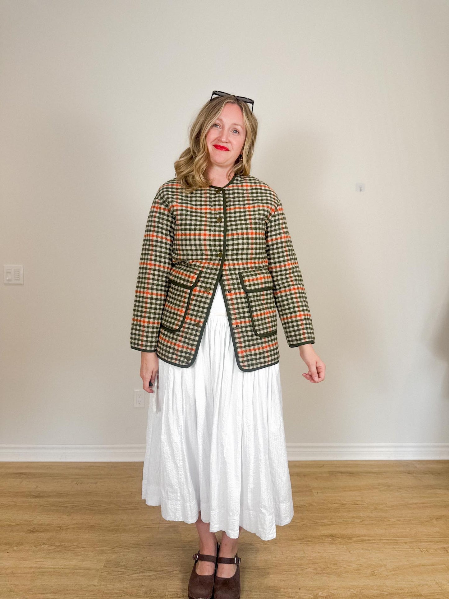 Rachel Zoe Checkered Chore Coat in Green/Red Check NWT (Size XS-M)